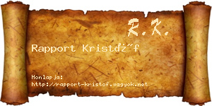 Rapport Kristóf névjegykártya
