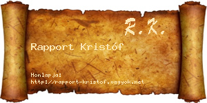 Rapport Kristóf névjegykártya
